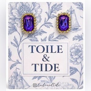 Toile & Tide Purple Crystal Statement Stud Earrings Coastal Statement Jewelry